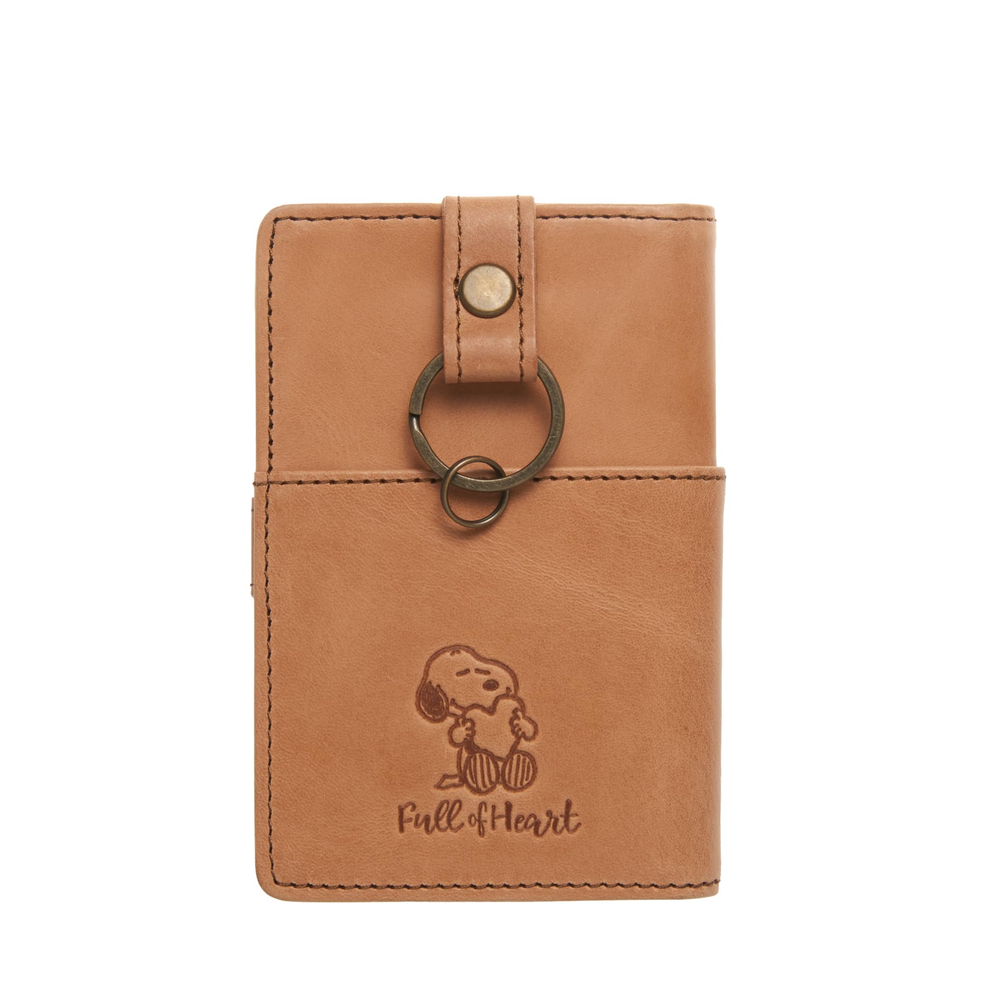 

PEANUTS Snoopy of Key Case Character Cute Pass Case with Card Holder Bifold Leather Notebook Type Camel [Nadaya] [Full Heart] Women s No.73341