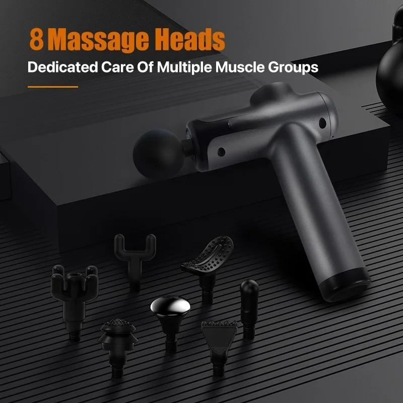 2026 Novo Presente Recuperação Muscular Poderosa Pistola Massageadora Sem Fio 8 Cabeças de Massagem Recarregável Ombro Costas Pescoço Cintura Perna Pistola Elétrica de Fáscia