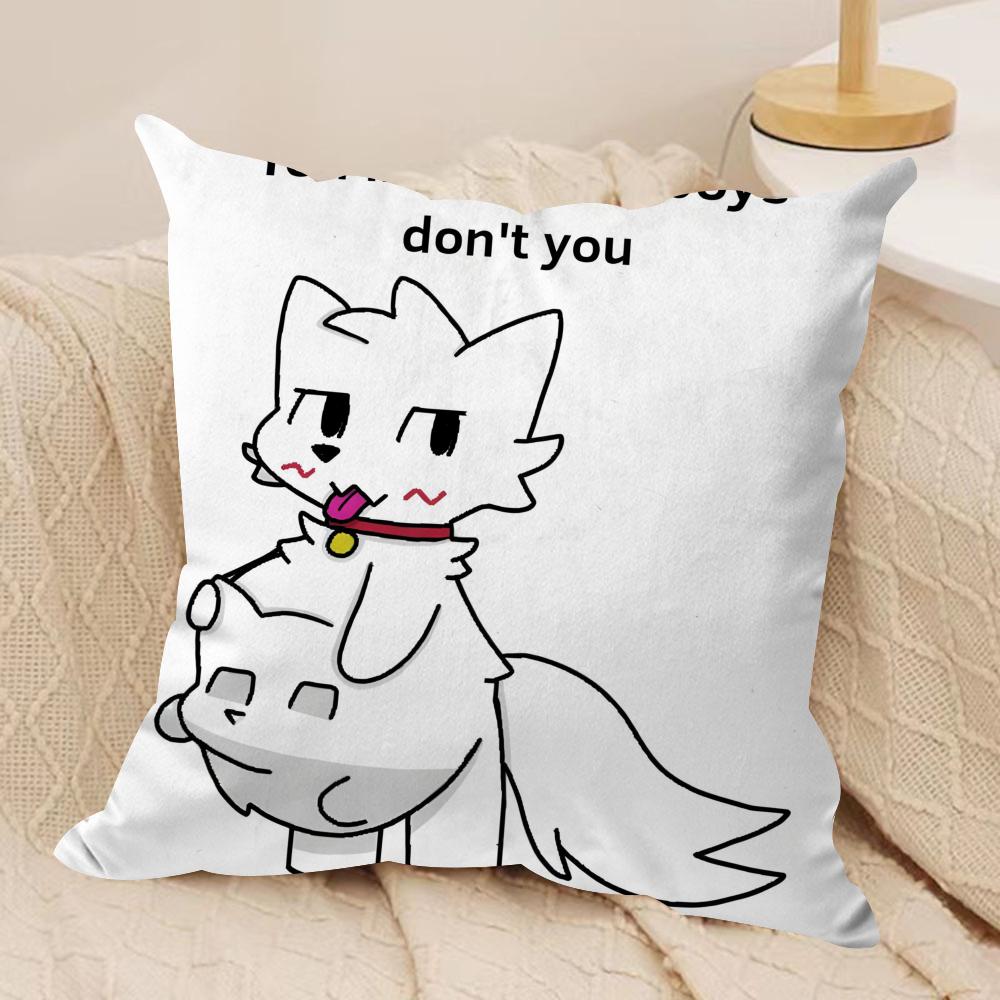 Anime Boykisser Silly Cat Cushion Cover Silky Short Plush DoubleSided Printed Pillow Case for Sofa All Seasons Home Decor Gift