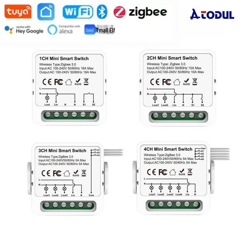 Graffiti Zigbee/WiFi Smart Multi-channel Switch: On-Off, Dry Contact, Curtain Control, Dimming, Metering Compatibility