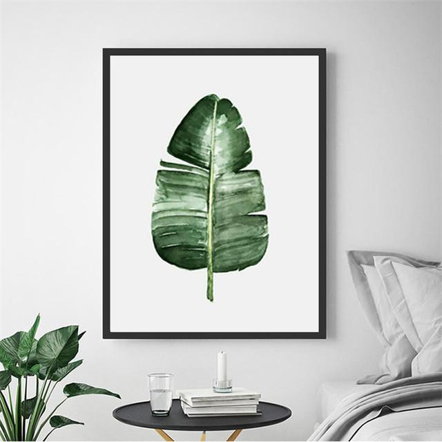 Nordic Style Simple Watercolor Green Plant Leaves Children's Decoration Poster Printing Picture Home Decoration Canvas Painting