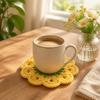 Knitted Crochet Flower Coasters Handmade Placemats Gift Trivet Mats  Tea Cup Use