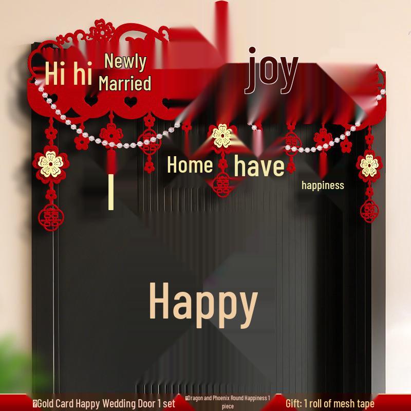 Wedding Room Decoration - Bride & Groom Bedroom Double Happiness Door Sticker Set