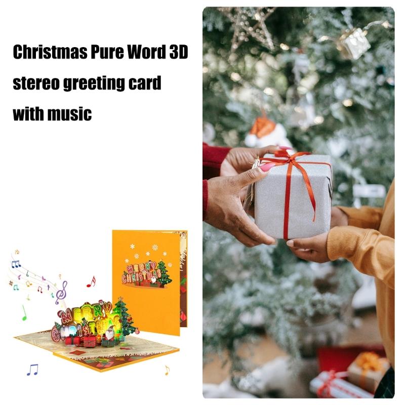 Musical 3D Christmas Greetings Card Beautiful Holiday 3D Popup Christmas Card with Music for Home or Office Decors
