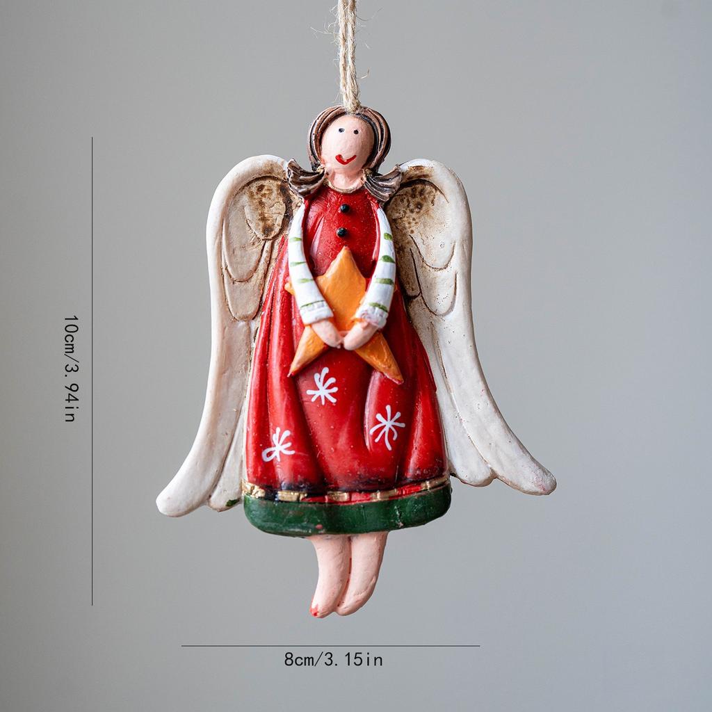 1PC Retro European Style Old Christmas Resin Angel Decoration Pendant Christmas Tree Decoration Pendant Christmas Tree Embellishment
