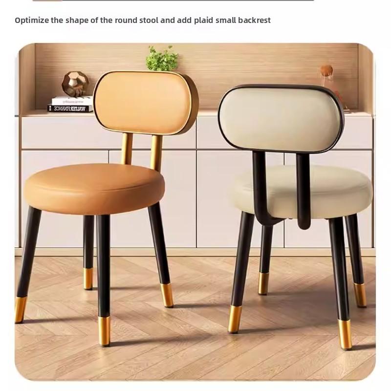 Italian Luxury Soft Upholstered Dining Chair Home High-Quality Backrest Multi-Functional Stool for Small Apartment