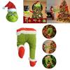 Playful Grinch Christmas Tree Ornament Set With Furry Green Leg And Head Pieces