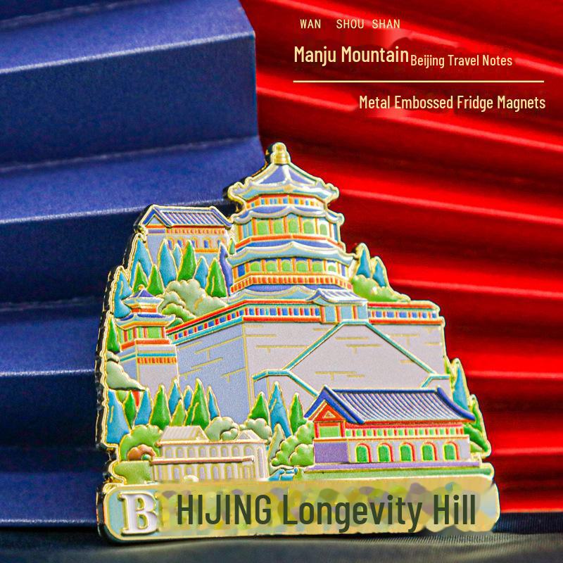 Beijing Landmark Metal Magnet: Forbidden City, Great Wall, Temple of Heaven, Tiananmen Souvenir