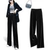 2025 Women's High-Waisted Loose Slim-Fit Velvet Wide-Leg Trousers