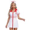 Womens Nurse Dress and Hat Costume Set Short Sleeve Front Zipper Cross Patch Dress with Headwear