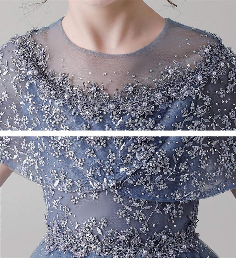 VIISEN Piano Recital Concert Junior Formal Wedding Birthday Bridesmaid Elegant Embroidered Size Size Children's Dress, Kids' Dress, Girls' Dress,