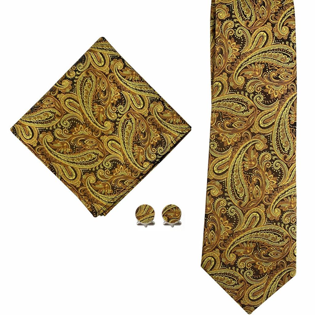 Paisley Waist Flower Men'S Tie Pocket Towel Cuff Three-Piece Set