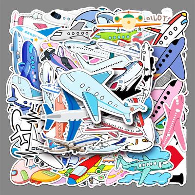 50 Creative Airplane Stickers for Skateboards, Luggage, Laptops, Cars & Motorcycles