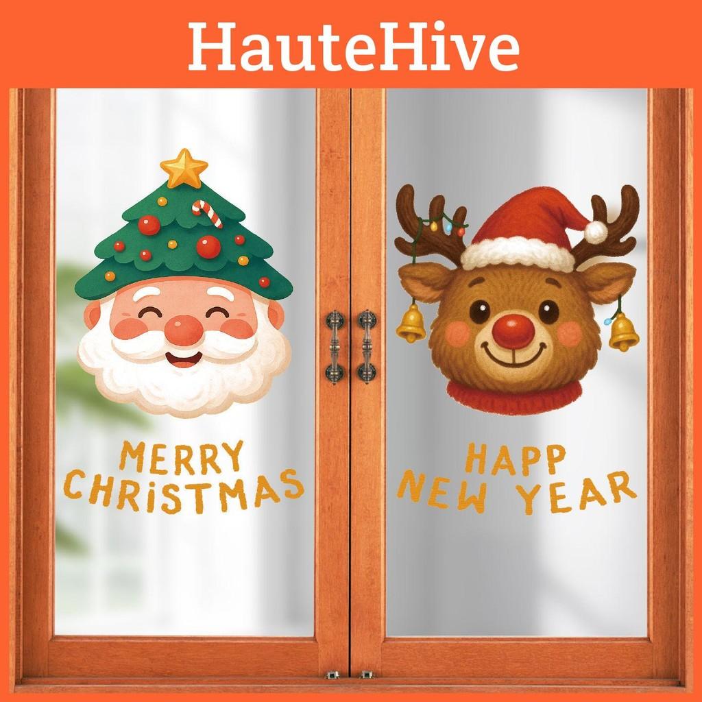Pvc Window Christmas Sticker Santa And Reindeer Design For Decoration Home