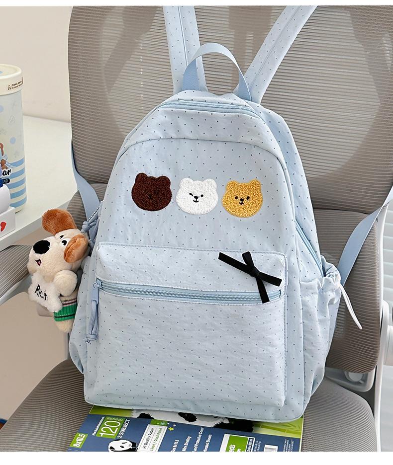 Schoolbag Cartoon Graffiti School Bag Female Polka Dot Student Large Capacity School Bag Casual Japanese Trendy Fashion Girl Versatile Backpack