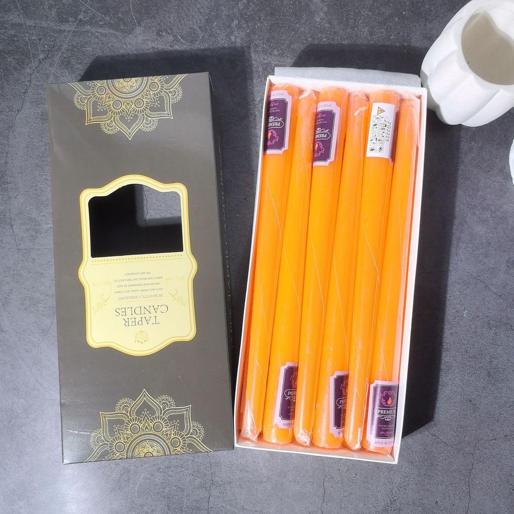 12-pack European Classic Colorful Long-stem Candles for Household Power Outage Emergency Taper-less Candles