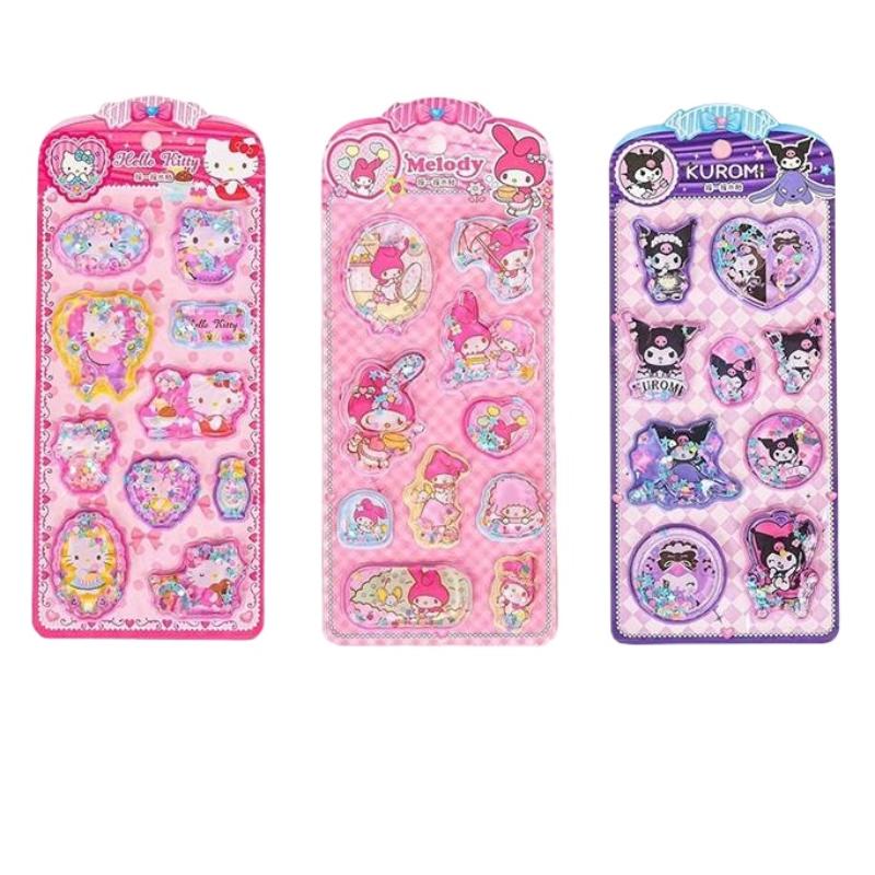 Sanrio Cartoon 3D Shake Water Stickers Black Beautiful Melody Home Stickers Decoration Laptop Stickers Phone Cases Toys