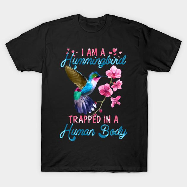 Men Black Print T-shirt I M A Hummingbird Trapped In A Human Body No-Cut Transfer Paper Print Cotton Tshirt 4XL чёрный