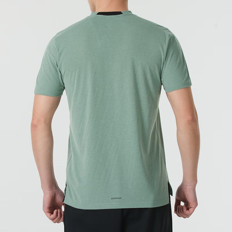 Adidas Logo Comfortable Breathable Running Training Short Sleeve T-Shirt Men Tops Green JI5768