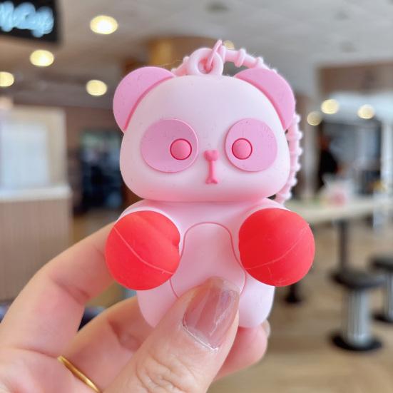 Keychain Pendant Cartoon Bear Panda Shape Stress Relief Fidget Pendant with Bead Chain Lanyard Keys Bags Decompression Toy