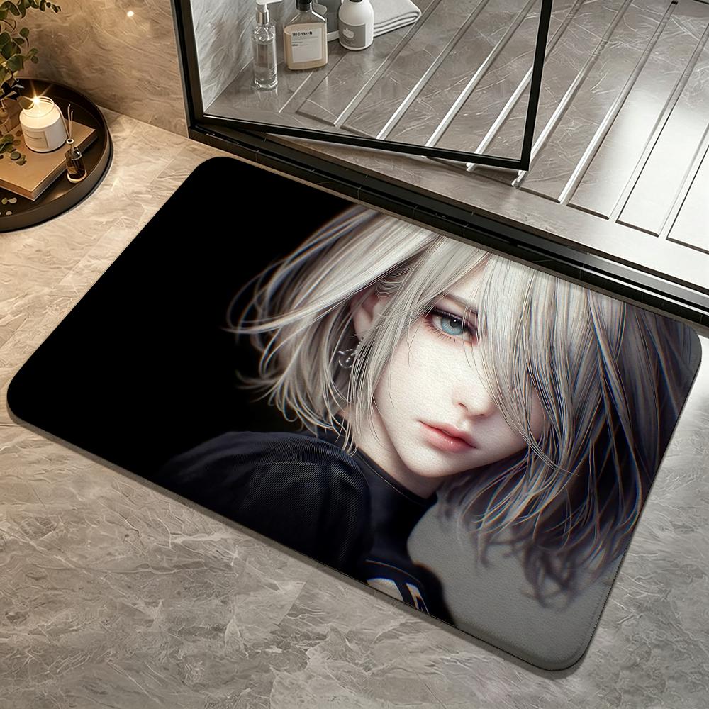 Game-NieR AutomataS Floor Mat Soft Non-Slip Bath Mat, Bedside Carpet, Absorbent Doormat for Home