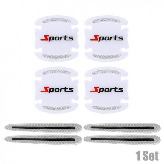 8pcs Car Door Handle Bowl Protective Reflective Sticker Warning Strips Decals