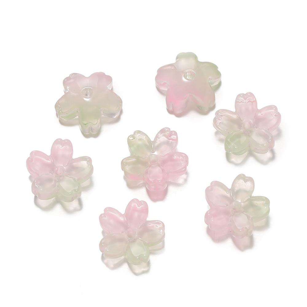 10Pcs/lot Glass Gradient Beads Cherry Blossom Scattered Beads Handcrafted DIY Production Jewelry Craft  Bracelet Accessories
