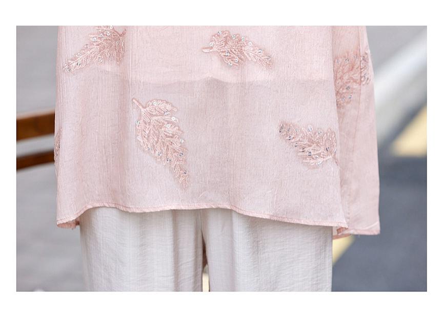 Mother's 2025 Summer Set: Stylish National Style Loose T-shirt & Small Shirt Two-Piece for Middle-Aged and Elderly Women.