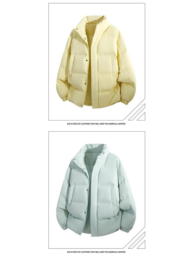 Men’s Thickened Stand Collar Winter Cotton Jacket - Warm, Trendy, Loose Fit, Versatile Casual Bread Coat for Couples