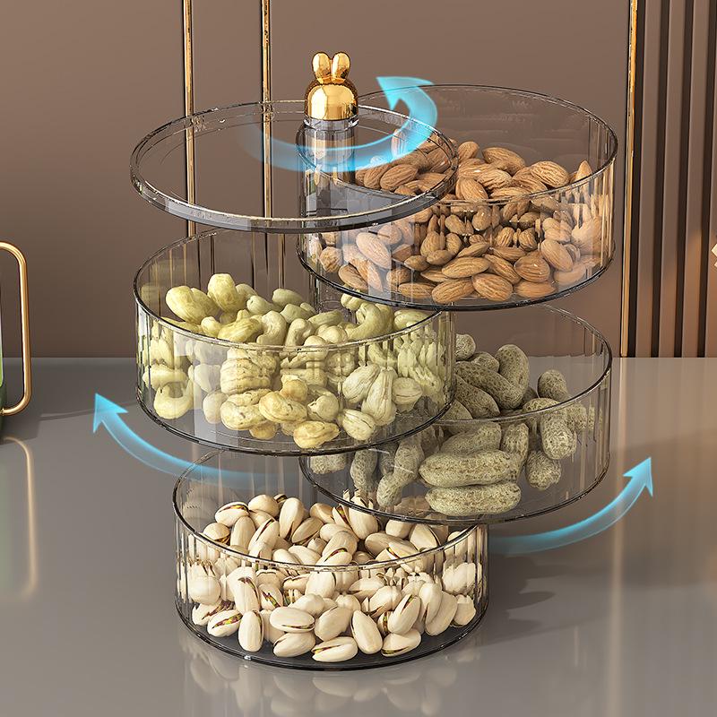 Luxury Cartoon Rabbit Multi-Layer Rotating Fruit and Snack Box with Lid