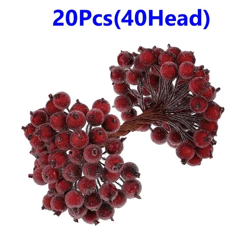 

Wholesale Artificial Holly Berries Christmas Frosted Red Fake Berry Simulation DIY Wreath Mini Berries Flowers Xmas Party Decor