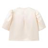 Women's Puff Sleeve Round Neck Top - Elegant Commuting Style, Versatile Five-Point Sleeve Blouse