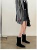 British-Style Ankle Boots - Autumn 2024 Cowhide Square Toe, Low Heel, Slim European-American Workwear