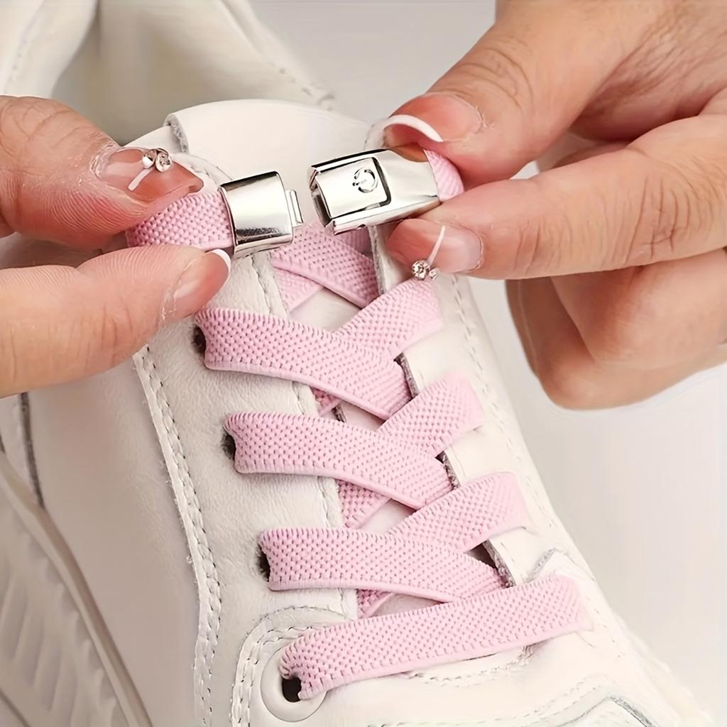 1 Paar Packung No-Tie Elastische Schnürsenkel, Bequeme geschnallte Netz-Schnürsenkel, Unisex für Freizeitschuhe, Board-Schuhe & Sneaker