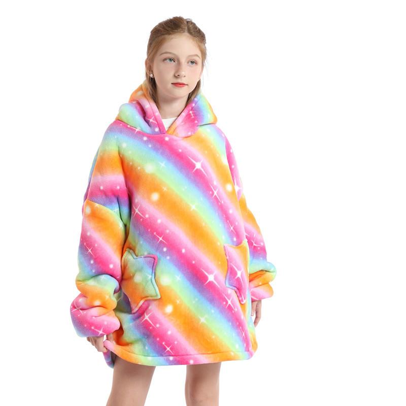 Autumn and Winter Sports and Leisure Warm TV Blanket Senior Children's Plush Comfortable Soft Bathrobe Warm Fluffy Robe