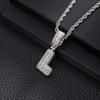 Collana con Ciondolo Lettera in Rame con Incastonatura in Zirconia Stile Hip Hop Alfabeto Iniziale Charms Donna Uomo Gioielli Trendy
