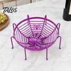 Spider Web Party Decoration Halloween Basket, Plastic Cobweb Design Fruit Serving Bowl, Treat for or Trick Candy Holder Dinner Table, Supplies Festive