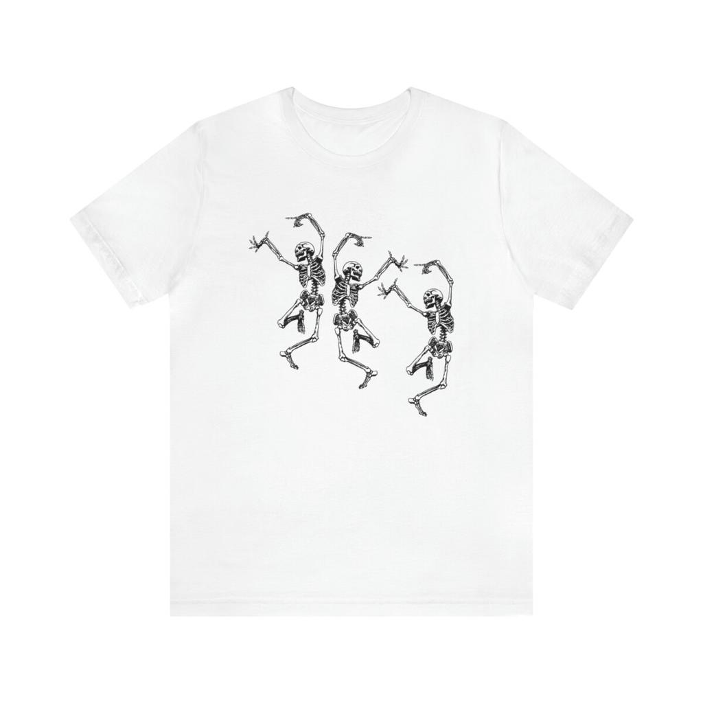 Skelett tanzend Halloween Herren Baumwolle Rundhals T-Shirt