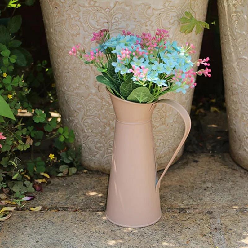 Flower Vase Tin Pitcher Jug Metal Wedding Garden Decoration Beautiful Retro Jug In Vintage Iron Flower Pot Dried Flower Holder