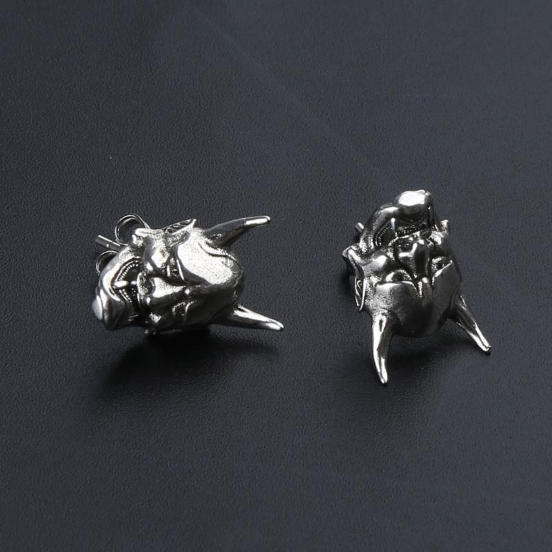 Biker Punk Schmuck Persönlichkeit Silberbeschichtet Gotischer Gehörnter Dämon Baby Ohrstecker Teufel Totenkopf Ohrstecker für Männer Frauen
