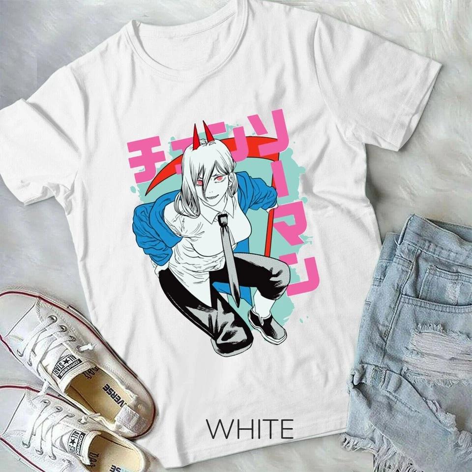 Power TShirt Chainsaw Unisex Shirt Blood FiendNew Anime Devil Hunter White S
