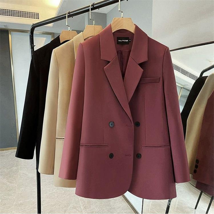 Frühling Herbst Damen Blazer All-Match Casual Umlegekragen Langarm Anzugjacke für Damen Oberbekleidung Büro Dame Blazer