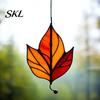 Stained Glass Leaf Art Acrylic Hanging Pendant, Waterproof Sunproof Window Hanging, Decorative Pendant Ornament with Colorful Light Effects for Garden