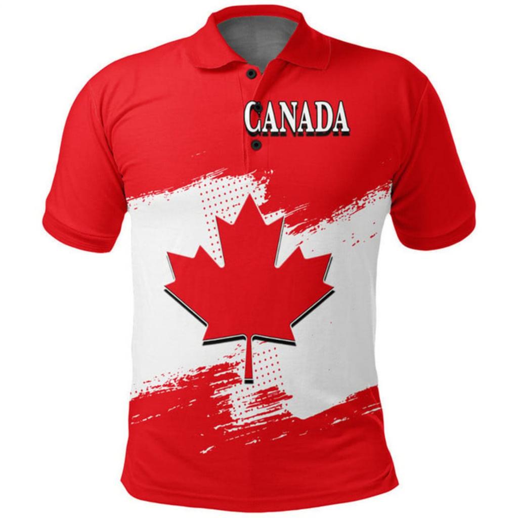 Summer Canada Flag Polo Shirt Men 3d Print Tee Shirts Casual Street Short Sleeve Tops Outdoor Sports Oversized