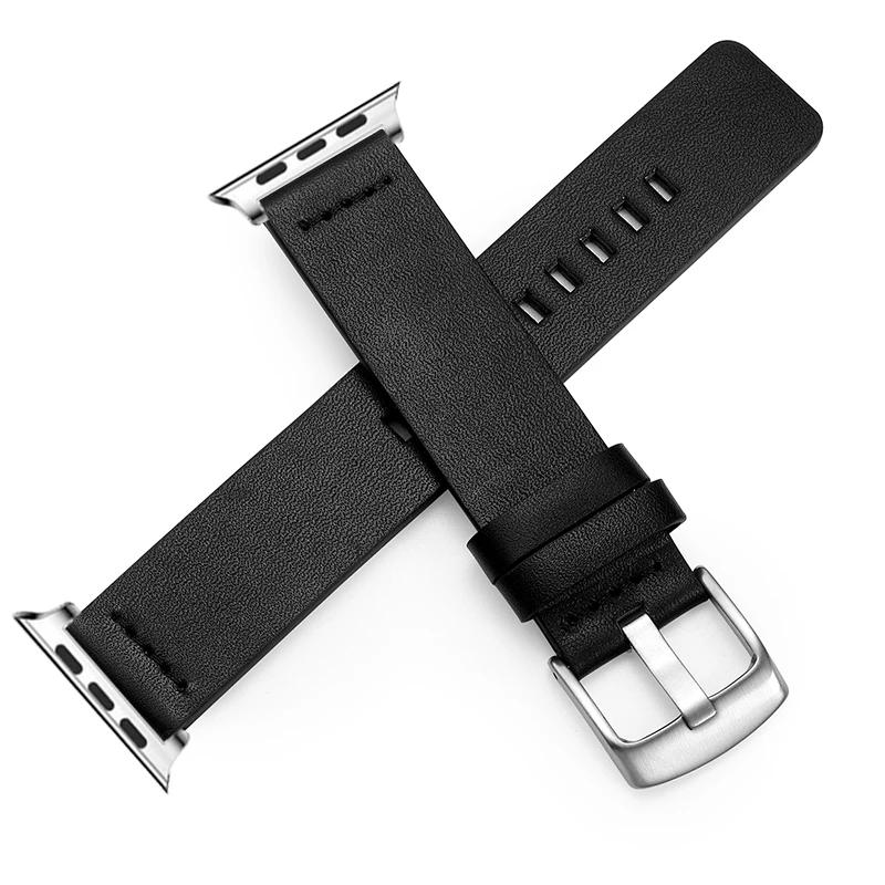 Simple Genuine Leather Straps for Apple Watch Series 9 8 7 6 SE 5 4 3 Bracelet 38/40/41mm 42/44/45mm Watchbands for Iwatch Strap