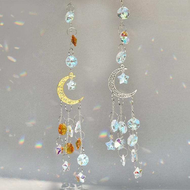 Prismi di Cristallo Festivi Luna e Stella Cattura-sole Ornamento da Appendere alla Finestra Cattura-luce Riflettente Per Decorazioni da Interno