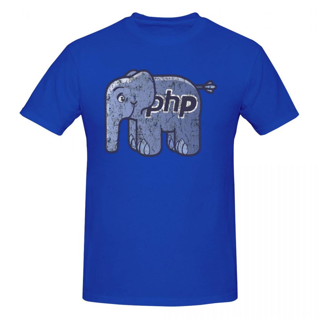 Unisex Vintage PHP ElePHPant Logo Funny Programmer T Shirt Streetwear Oversized Oneck Cotton Short Sleeve Custom T Shirts For Unisex