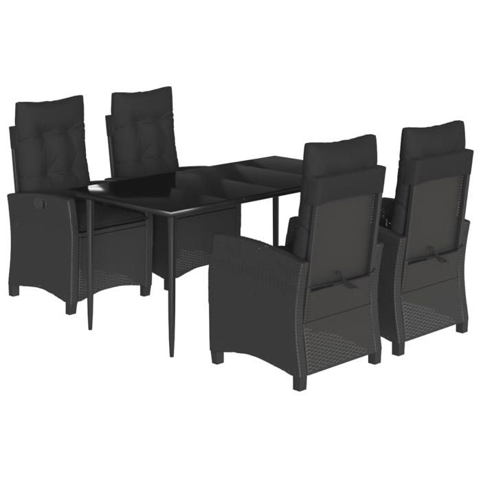 VidaXL Ensemble à Manger de Jardin avec Coussins 5 pcs, Table et Chaises avec Dossier Réglable, Meubles d'Extérieur, 3212746