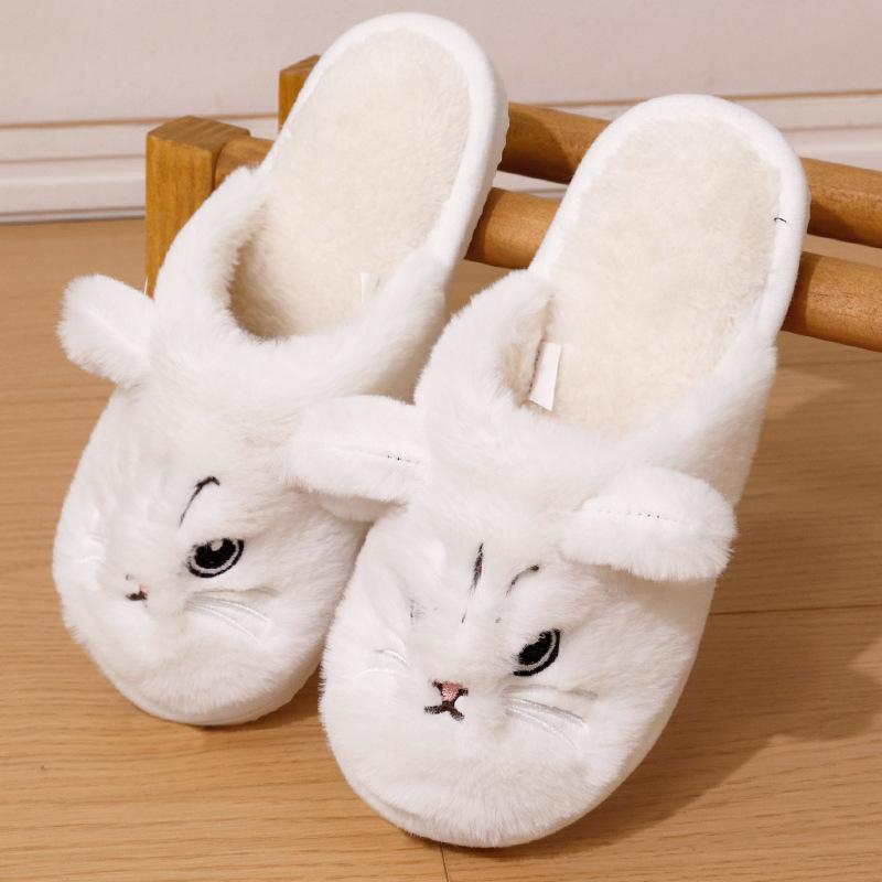 Cute Cat Slippers Women's Plush Slippers Cartoon Kitten Pattern, Warm Indoor House Shoes for Autumn and Winter, Unisex Soft Slippers, Couple Slippers