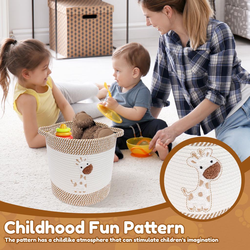 Storage Basket Cotton Corded Rope Multipurpose Sundries Toy Organizer Foldable Household Gift Laundry Basket